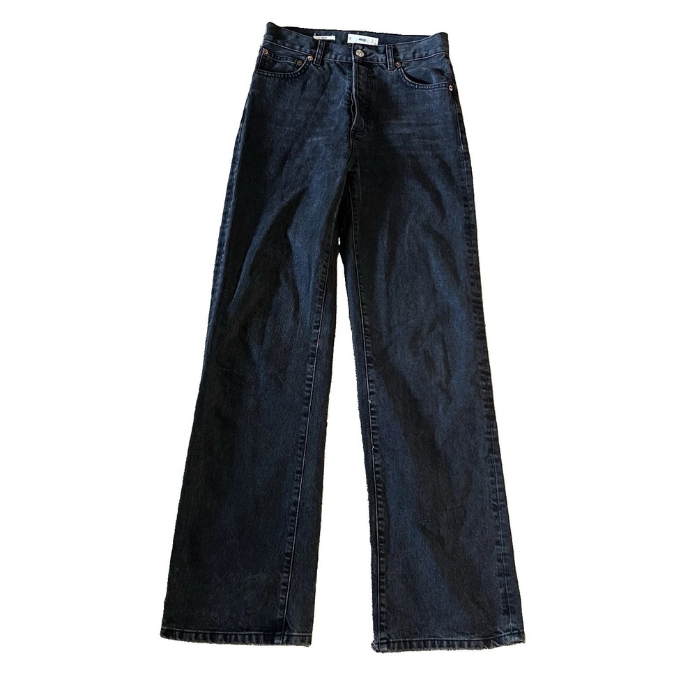 MNG Mango Kaia Straight Leg Black Jeans Button Fly Women's Size 4